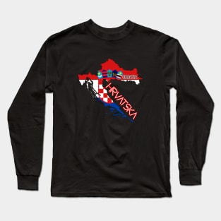 Croatia flag & map Long Sleeve T-Shirt